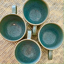 Load image into Gallery viewer, Green-blue speckled cups.