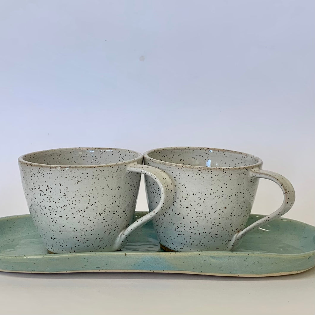 White speckled cups. (Set of two)